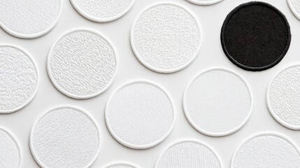 Wall Mural - White and Black Circular Patches on White Background