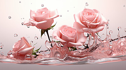 beautiful pink roses photo generative ai