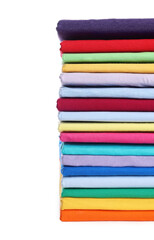 Wall Mural - Stack of clean colorful t-shirts isolated on white