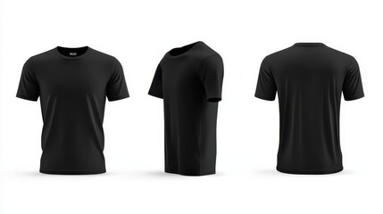 Canvas Print - Black T Shirt Mockup   Front  Side  Back View