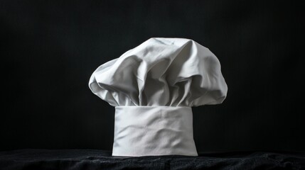 Professional Chef Hat Short Isolated on black Background.