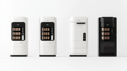 Modern Vending Machine in White and Black with Glass Doors