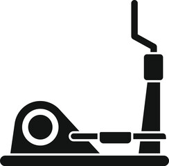 Canvas Print - Black silhouette of a modern elliptical trainer machine for fitness workout