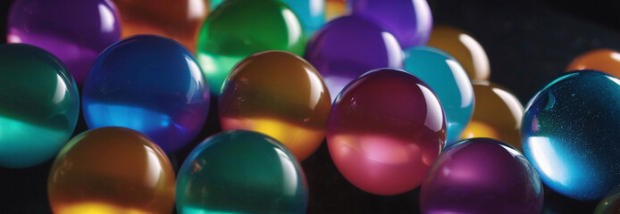 Canvas Print - colorful spheres on a dark background