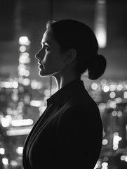 Wall Mural - Sophisticated Female Business Professional in Metropolitan Night Scene