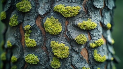 Close-up of a tree trunk covered in moss.