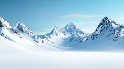 Canvas Print - A mountain range with snow on the peaks and a clear blue sky