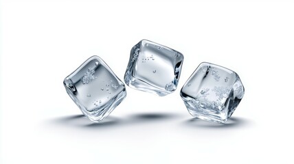 Poster - Three ice cubes are shown in a row, with one of them slightly tilted