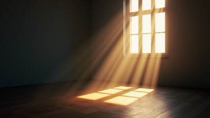 Wall Mural - A window in a room is letting in sunlight, creating a warm