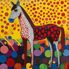 Pop art style polka dot cartoon zebra or horse illustration