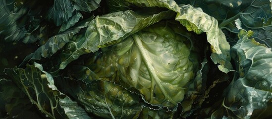 Wall Mural - Close Up Of Head Of Cabbage