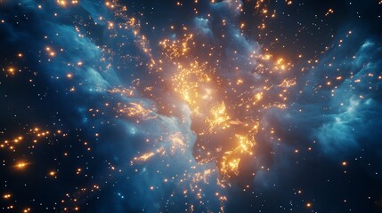 Wall Mural - Cosmic Nebula with Glowing Stars