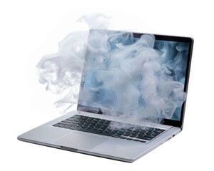 Canvas Print - PNG  A laptop computer smoke white background.