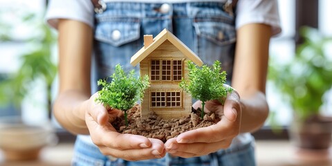 Canvas Print - person holding a house