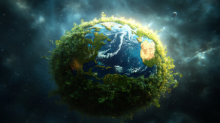 save the green planet concept with green Earth globe, Earth Day