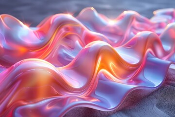 Wall Mural - Radiant Wave - Iridescent 3D Render