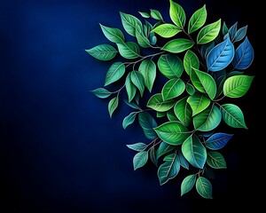 Wall Mural - Moonlit Night Rustle - Color Pencil Style Minimal Art of Gently Rustling Leaves Under Clear Light