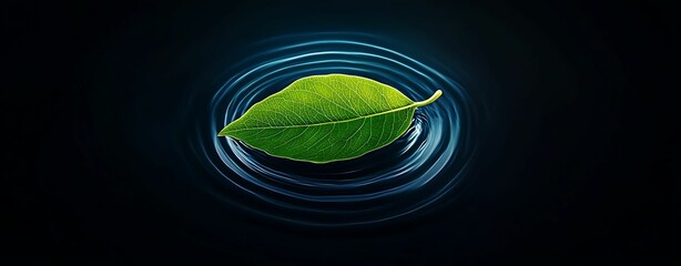 Wall Mural - Enchanting Night Whistle: Colorful Fantasy Digital Painting of Floating Leaf with Soft Glowing Edges in Clear Light Aerial View