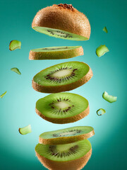 kiwi fruit on green background