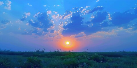 Wall Mural - sunset in the field