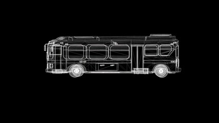 Wall Mural - Beautiful illustration of wireframe bus on plain black background