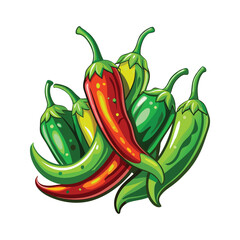 Green peppers vector illustration on white background