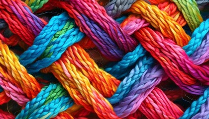 Vibrant Closeup of Braided Threads Showcasing Rich Textures for Textile Design and Craft Projects