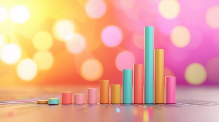 Poster - Colorful Bar Chart on Abstract Bokeh Background.