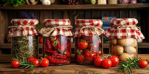 Canvas Print - jars of pickled vegetables