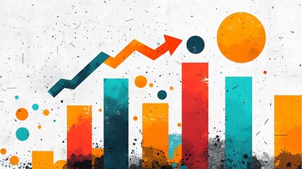 Wall Mural - a watercolor chart with circles and arrows shows dynamic movement and upward growth.
