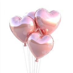 Wall Mural - Pink heart shape balloons isolated on white background