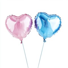 Wall Mural - Pink and blue heart shape balloons isolated on white background 