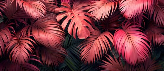 Wall Mural - Tropical Leaves in Vivid Pink Hues