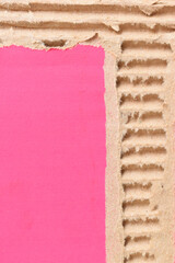 Canvas Print - tear pink cardboard box texture background, recycle material