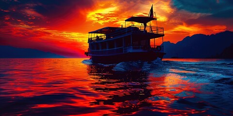 Wall Mural - ship in the sunset