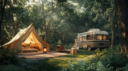 Canvas Print - Camping in the Woods