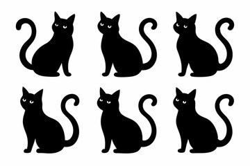 Wall Mural - 

black silhouette of a cat collection, Set of cat silhouette vector