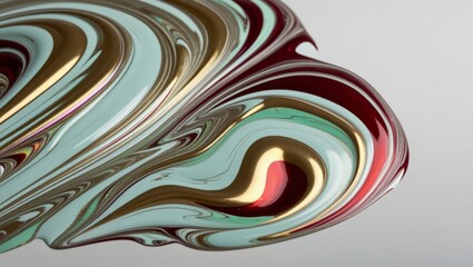 Wall Mural - Abstract swirling paint background with green, red, gold, and white colors