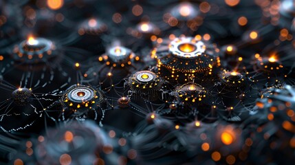 Wall Mural - Abstract Technology Network with Glowing Lights
