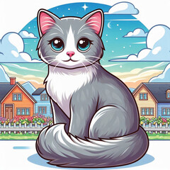 Poster - Cute Cat Vector Cartoon illustration