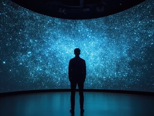 Wall Mural - starlit projection: tiny, sparkling lights projected across the stage to simulate a starry night, ad