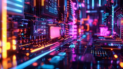 Wall Mural - Futuristic Neon Cityscape