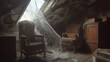 © Warin - Abandoned Attic with Cobwebs and Dust.