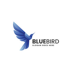 Wall Mural - Vector Logo Illustration Blue Bird Gradient Colorful Style