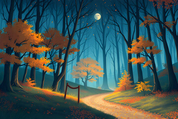 Wall Mural - autumn forest landscape