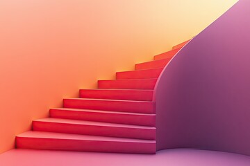 Wall Mural - vibrant abstract staircase with gradient colors, creating a modern and dynamic architectural visual 