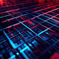 Wall Mural - A captivating abstract grid design featuring vibrant neon colors and sharp lines, perfect for modern digital projects.
