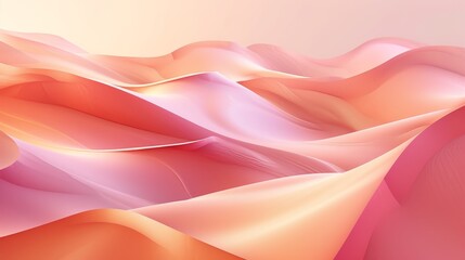 Wall Mural - An abstract digital image showcasing gentle waves in shades of pink and orange. The soft gradient and flowing lines create a warm and inviting atmosphere, ideal for modern and creative projects.