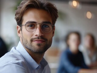 Wall Mural - Smiling Man in Eye Glasses