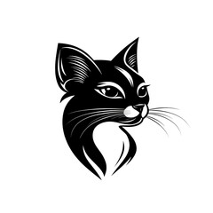 Canvas Print - Black and white cat logo design, vector illustration on white background 